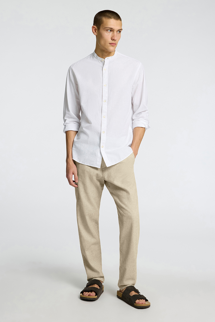 Leinenhose SELECTED 16087636-Vetiver