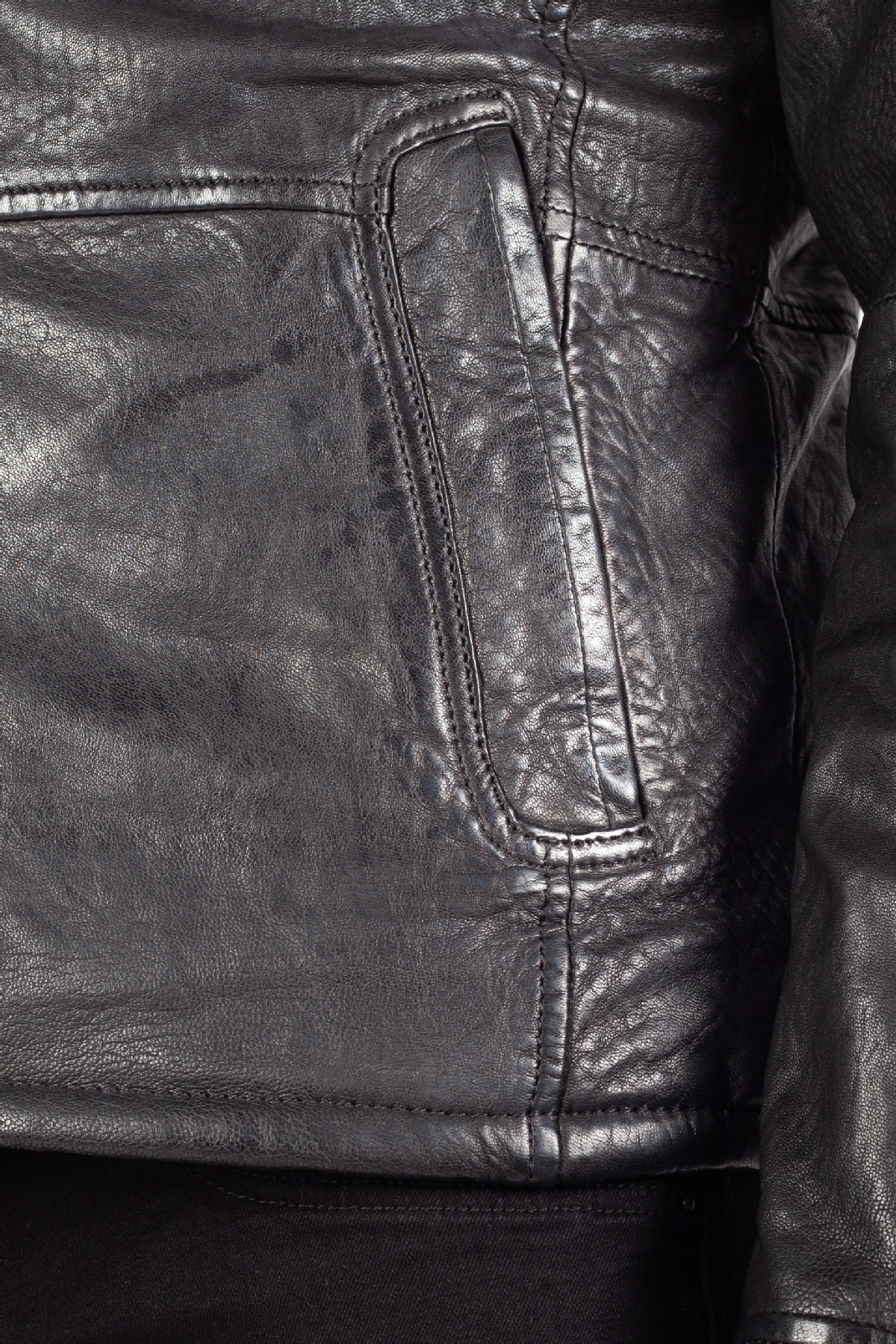 Leather jacket with lining DEERCRAFT 3701-0144-black-beige