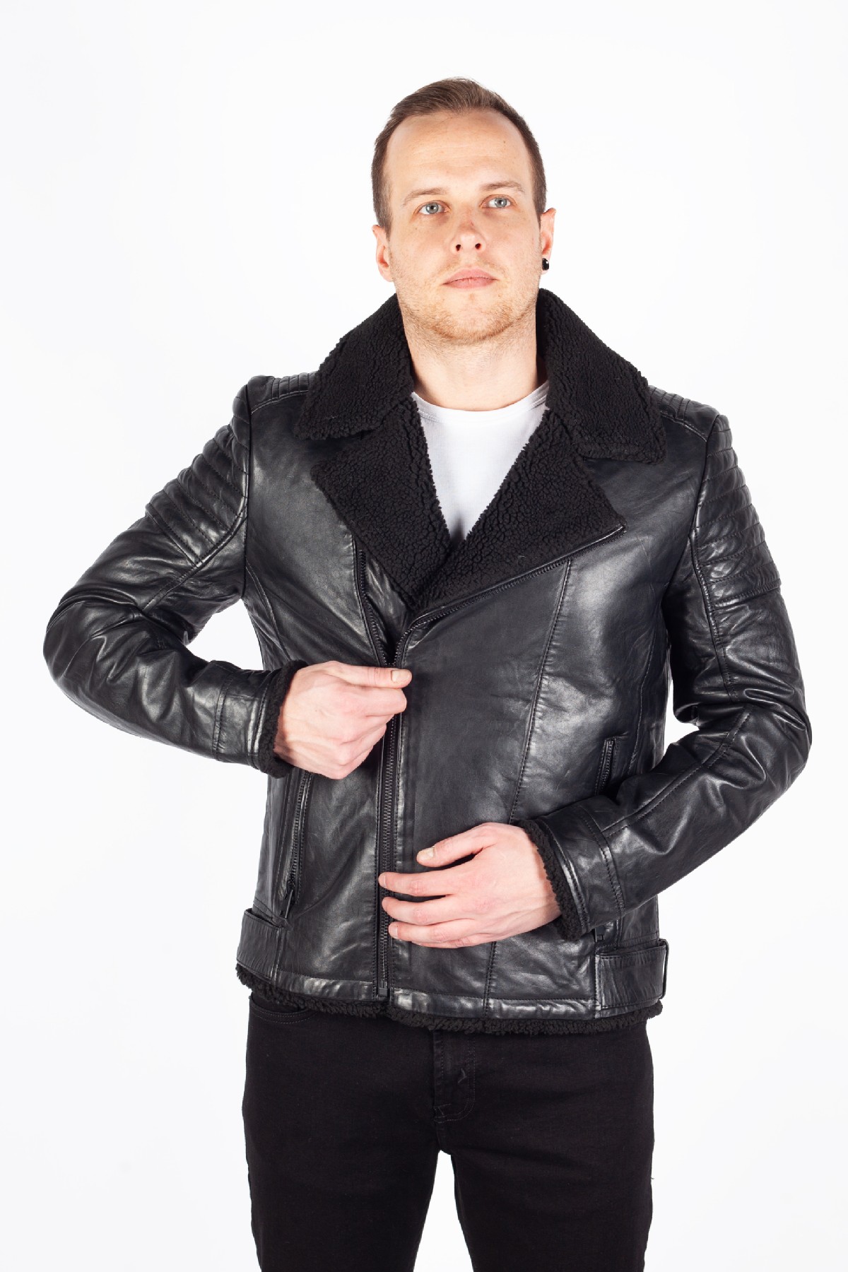 Leather jacket with lining GIPSY 2201-0139-black