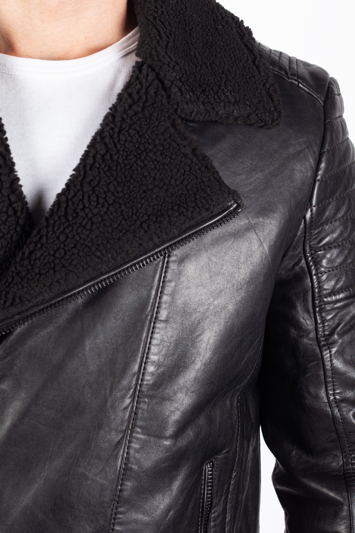 Leather jacket with lining GIPSY 2201-0139-black