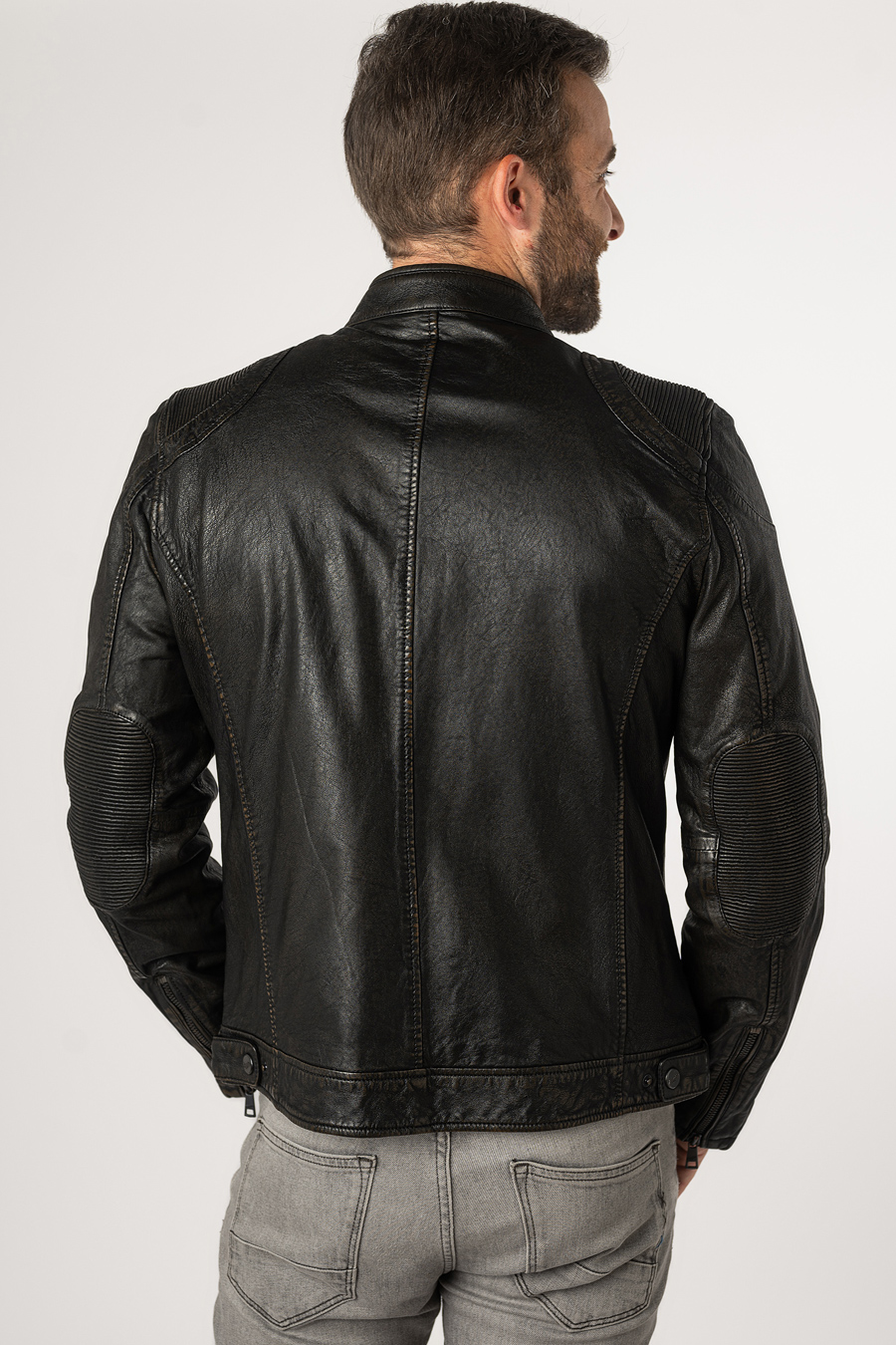 Leather jacket MAURITIUS 1201-0669-black-beige