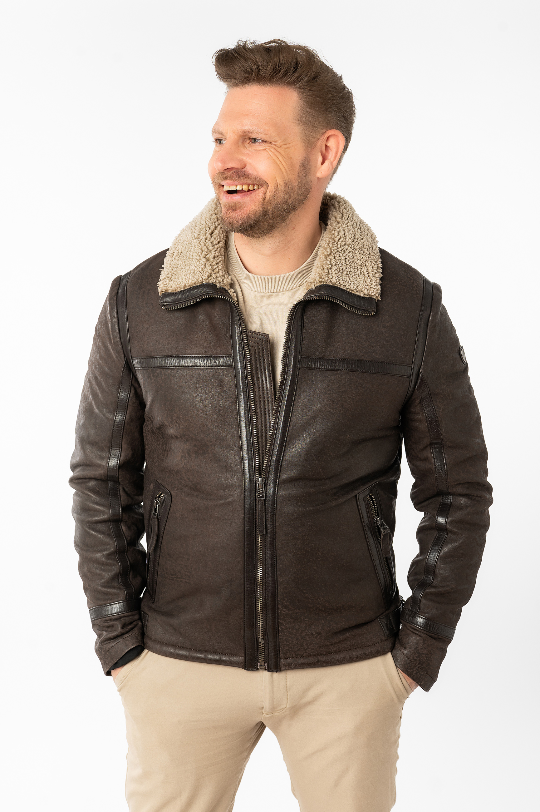 Leather jacket MAURITIUS 1201-0746-dark-taupe