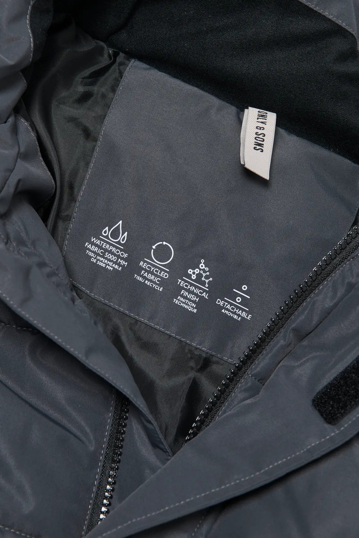 Winter jacket ONLY & SONS 22020156-Grey-Pinstrip