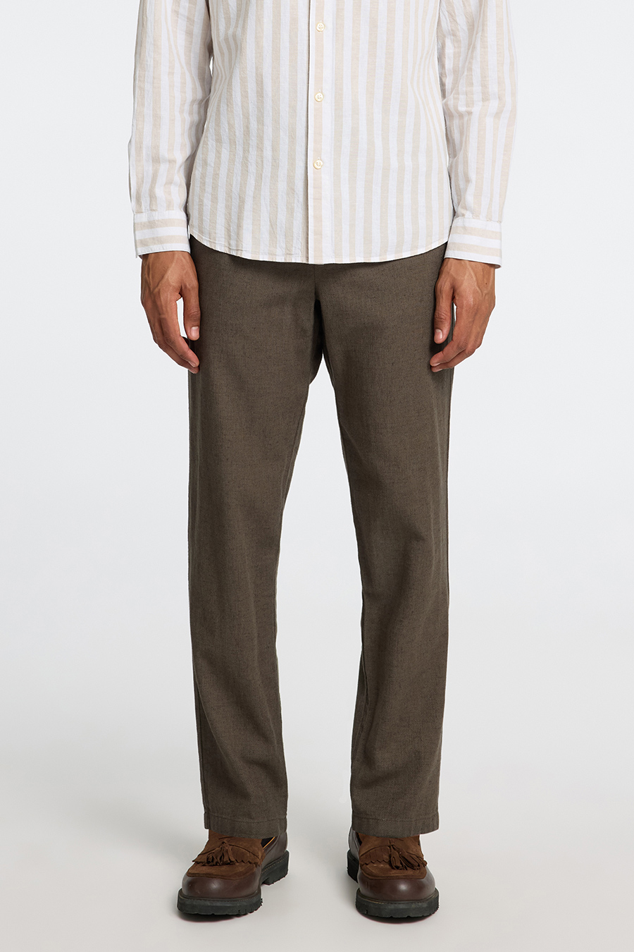 Linen trousers SELECTED 16087636-Forest-Night