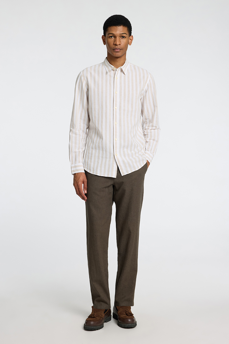 Linen trousers SELECTED 16087636-Forest-Night