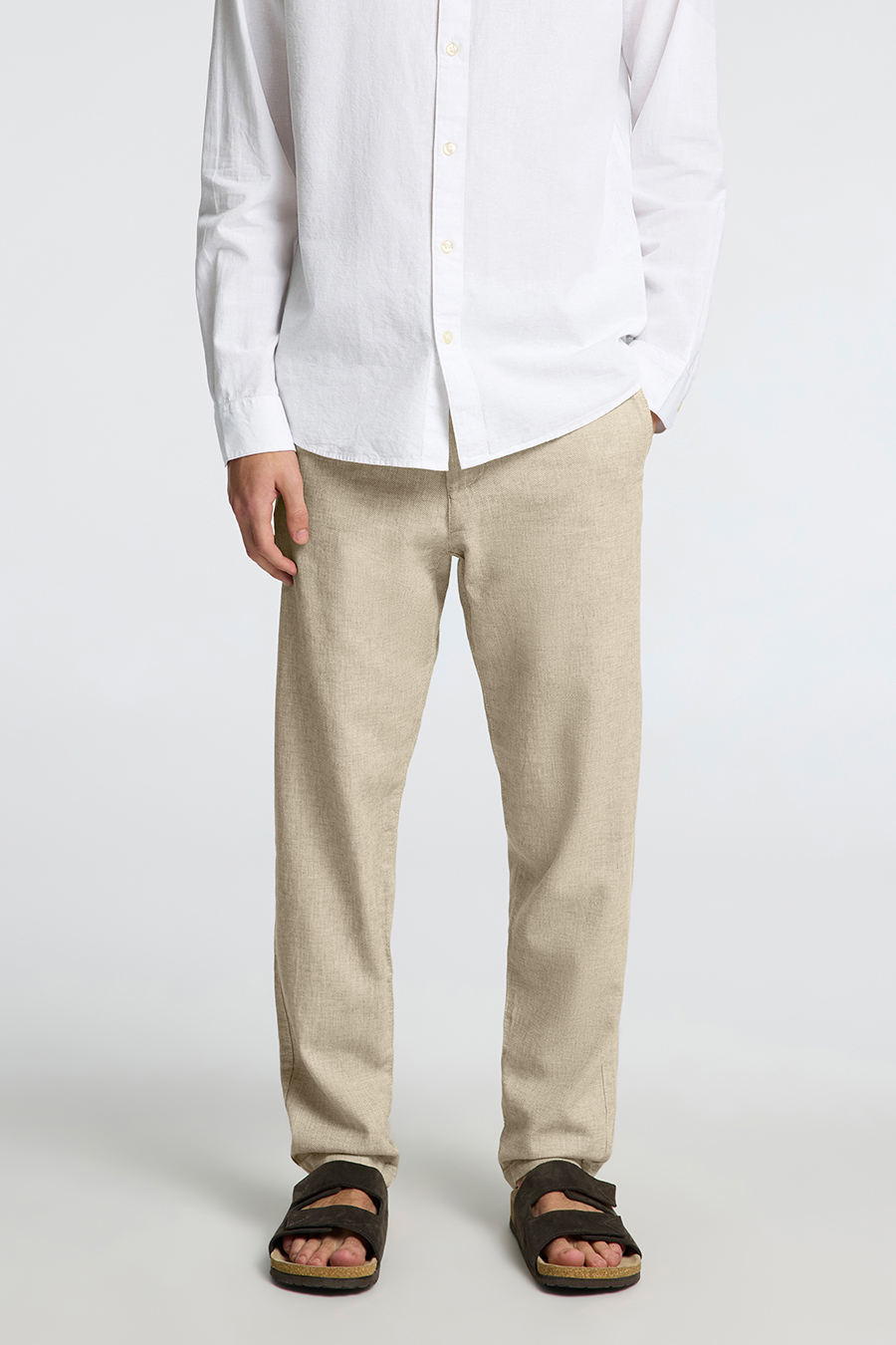 Linen trousers SELECTED 16087636-Vetiver