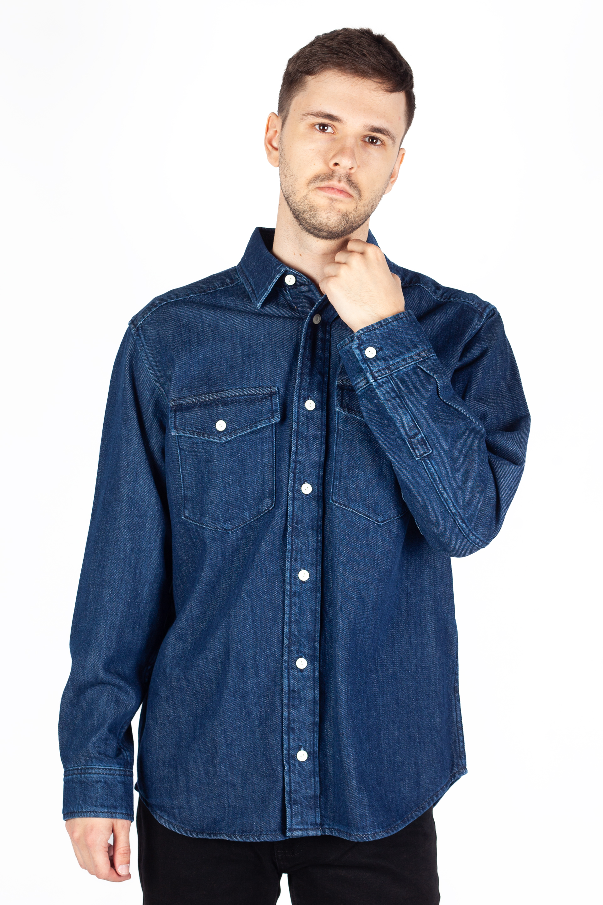 Denim shirt JACK & JONES 12275137-Dark-Denim