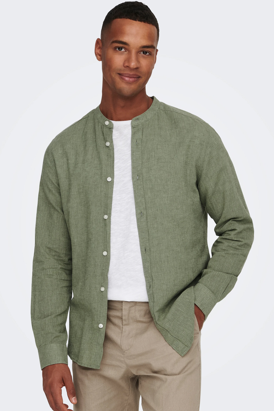 Linen shirt ONLY & SONS 22019173-Swamp
