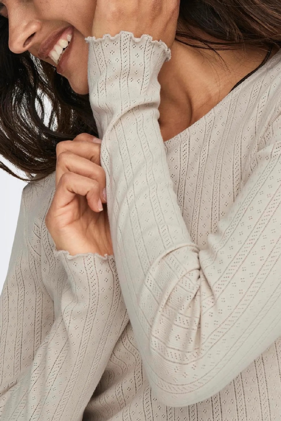 Long-sleeve T-shirt ONLY 15291987-Pumice-Stone