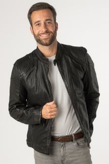 Leather jacket MAURITIUS 1201-0669-black-beige