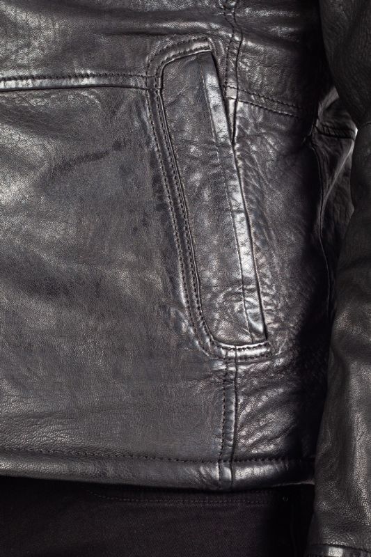 Leather jacket with lining DEERCRAFT 3701-0144-black-beige