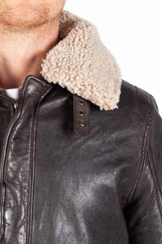 Leather jacket with lining GIPSY 1201-0624-brown