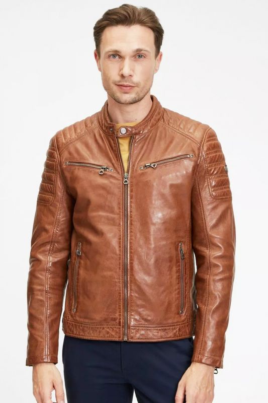 Leather jacket GIPSY GMChesto -LAORV-cognac