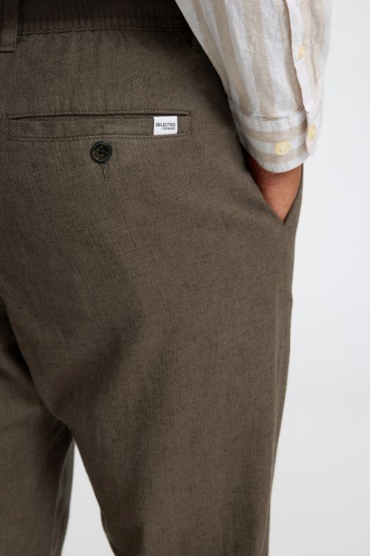 Linen trousers SELECTED 16087636-Forest-Night
