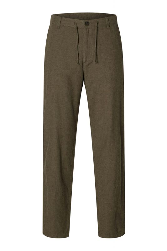 Linen trousers SELECTED 16087636-Forest-Night