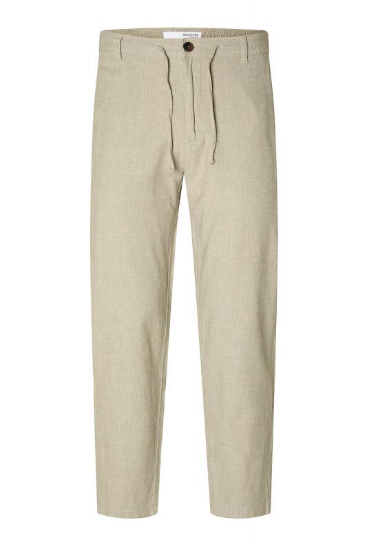 Linen trousers SELECTED 16087636-Vetiver