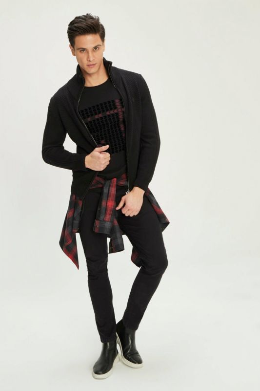 Sweater with zip XINT 801486-SIYAH