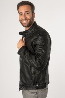 Nahkatakki MAURITIUS 1201-0669-black-beige