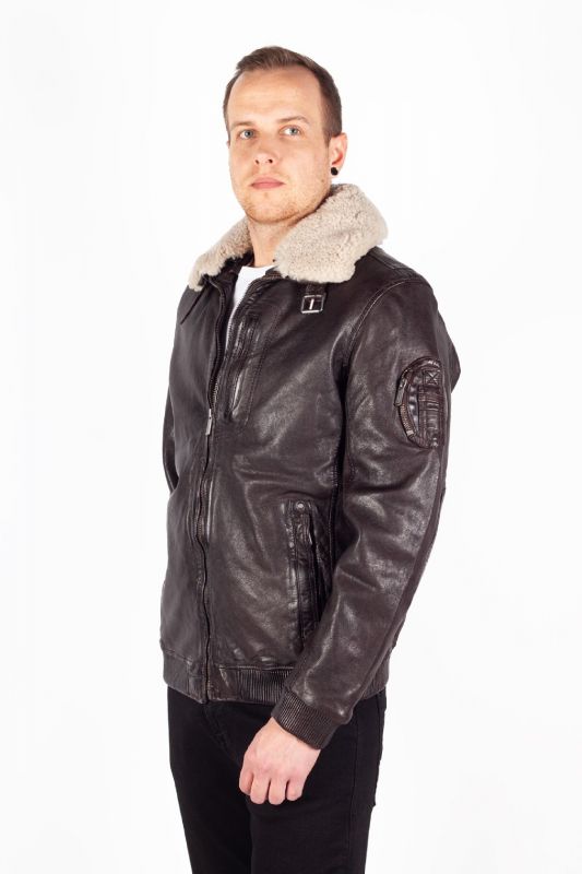 Vuorilla varustettu nahkatakki DEERCRAFT 3701-0142-dark-brown