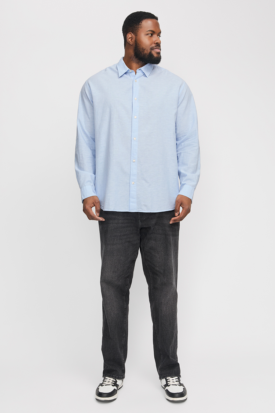 Lininiai marškiniai JACK & JONES 12269089-Chambray-Blue
