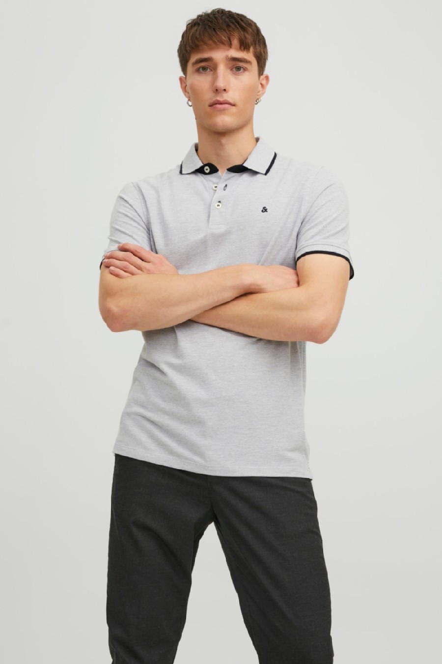 Polo marškinėliai JACK & JONES 12136668-LG-Melange