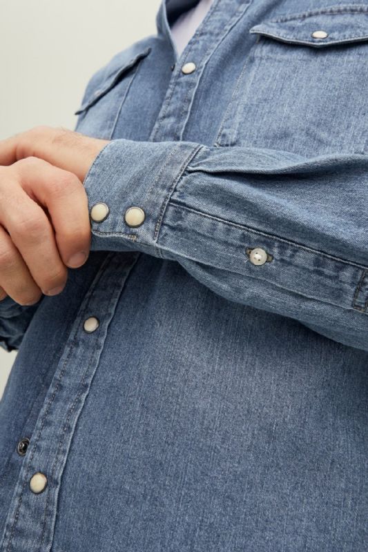 Džinsiniai marškiniai JACK & JONES 12138115-Medium-Blue