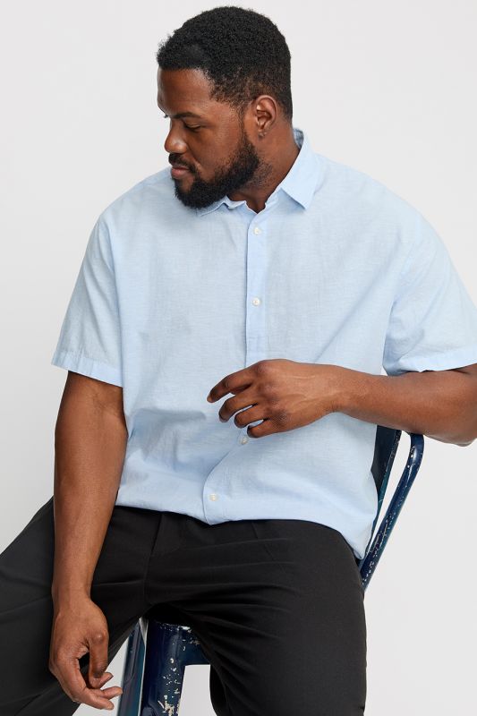 Lininiai marškiniai JACK & JONES 12269090-Chambray-Blue