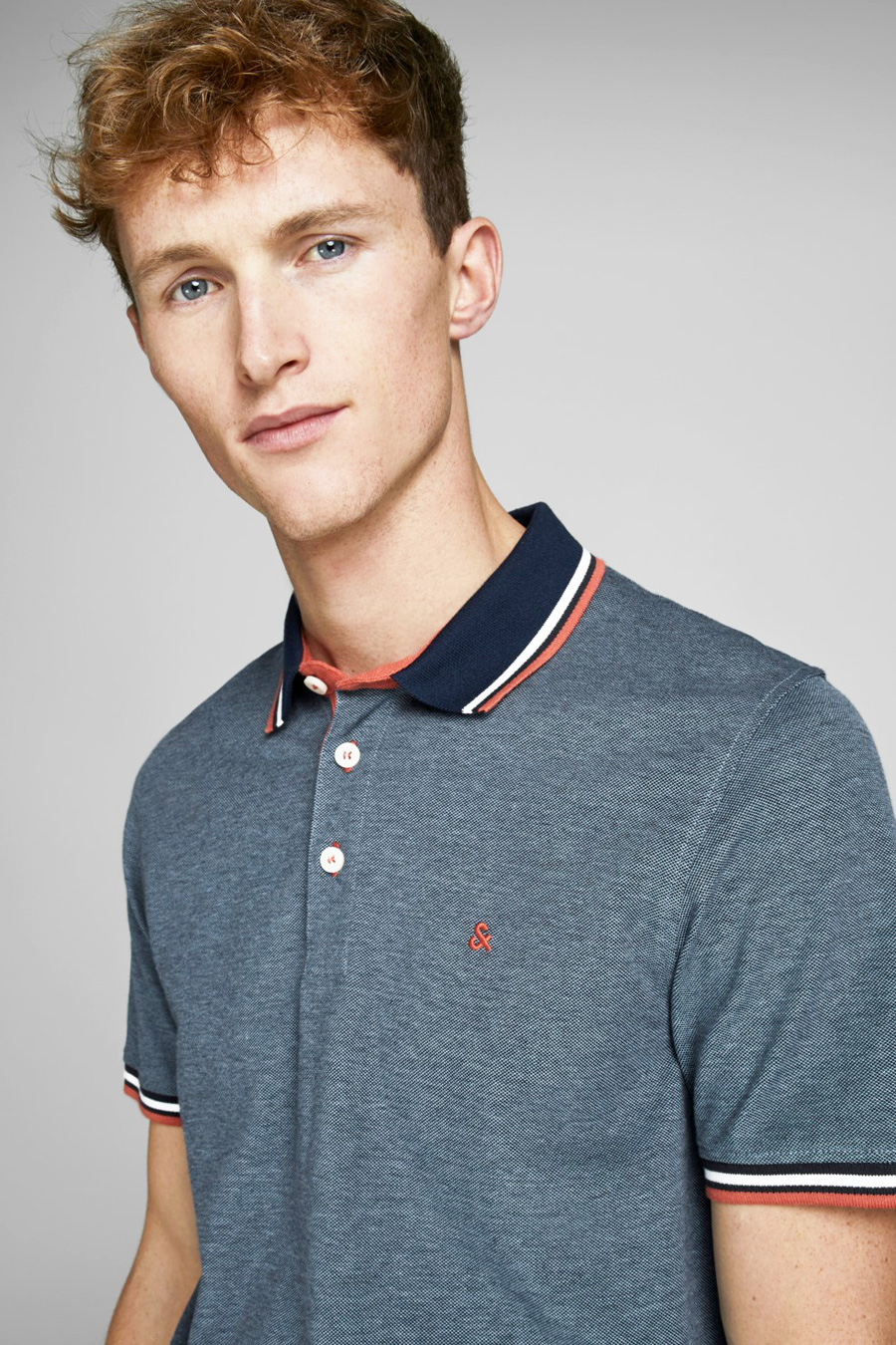 Polo krekls JACK & JONES 12136668-Denim-Blue