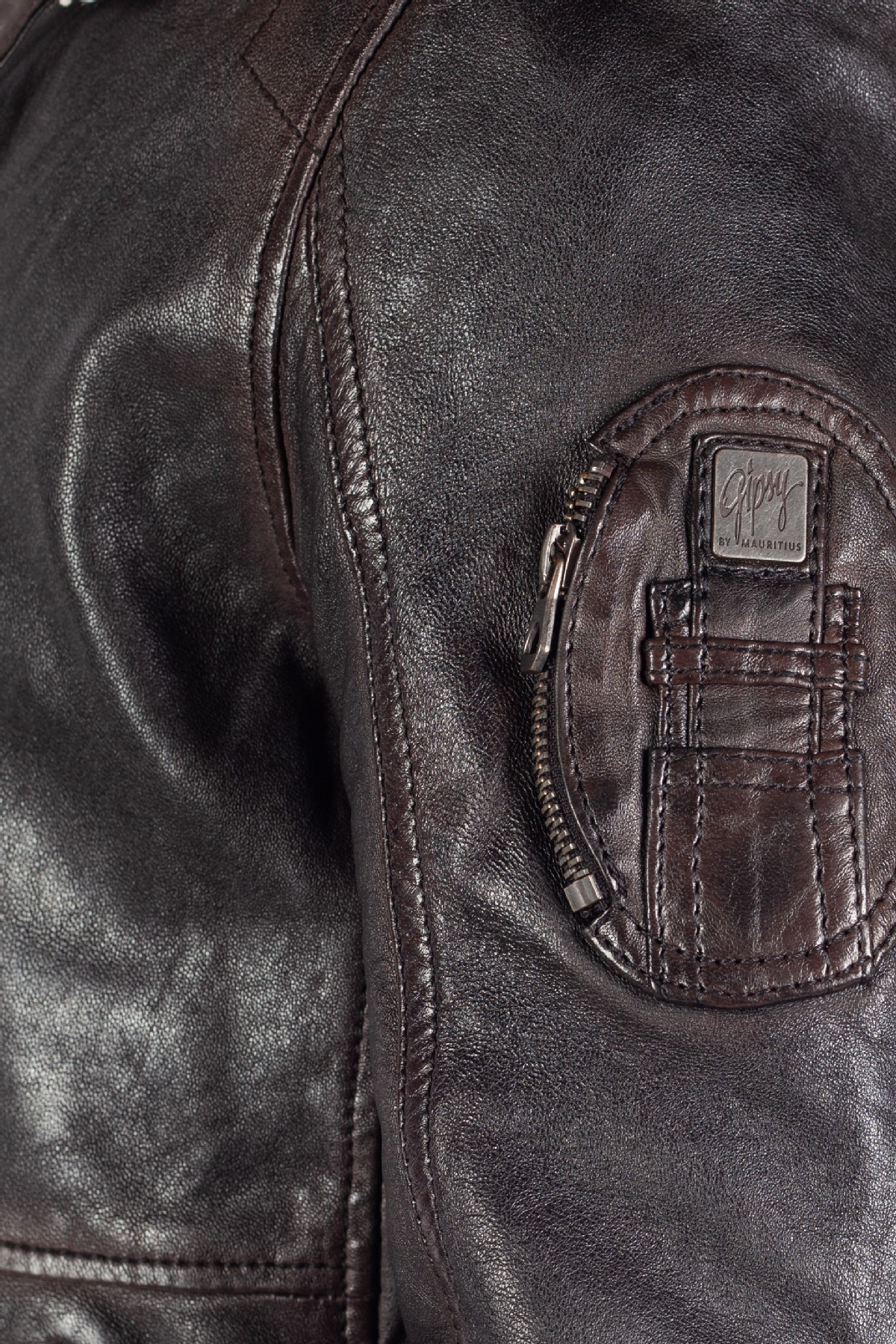 Ādas jaka ar oderi GIPSY 1201-0624-brown