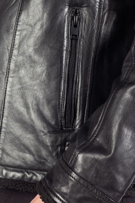 Ādas jaka ar oderi GIPSY 2201-0139-black