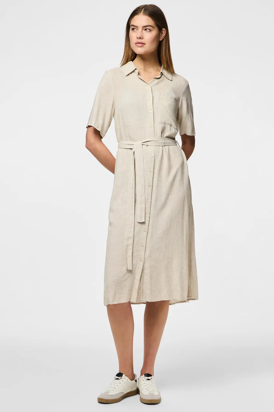  Платье PIECES 17152063-Birch-MELANGE