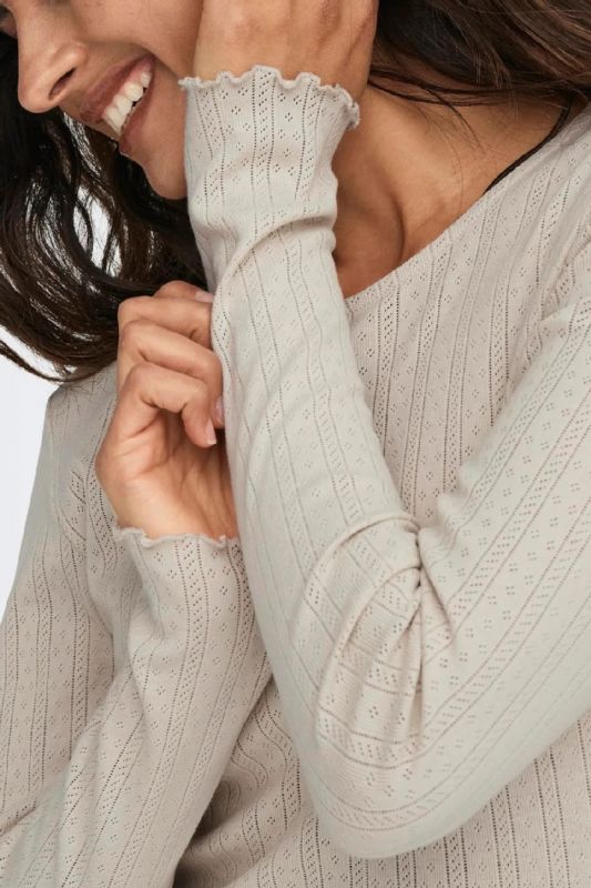 Футболкa с длинным рукавом ONLY 15291987-Pumice-Stone